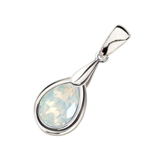 wisiorek srebrny rodowany white opal swarovski crystal wisiorek srebrny rodowany white opal swarovski crystal