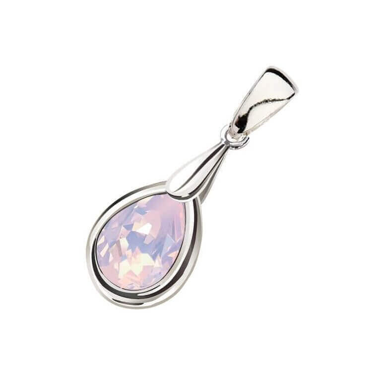 Srebrny wisiorek rodowany srebro 925 kryształ rose water opal