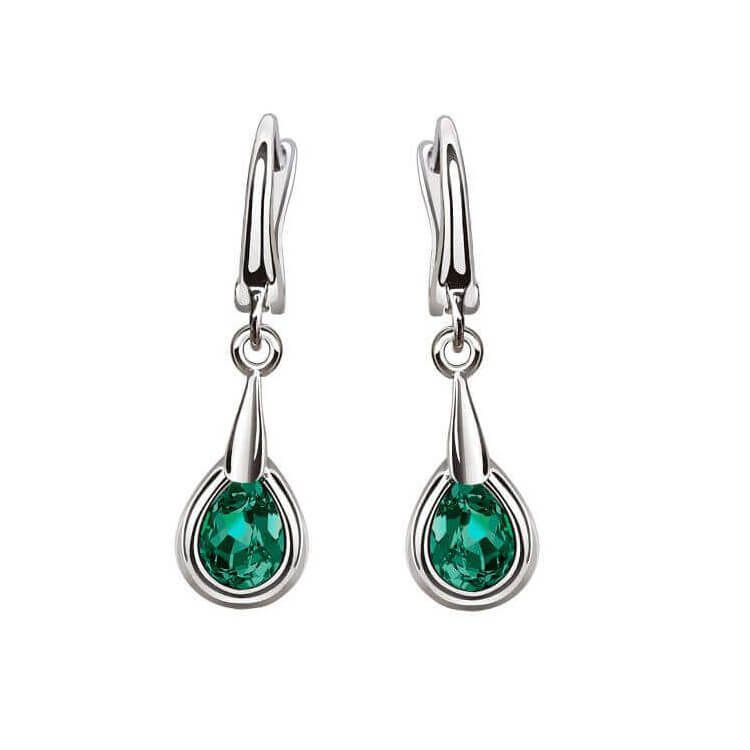 Rodowane kolczyki ze srebra emerald crystal zielone