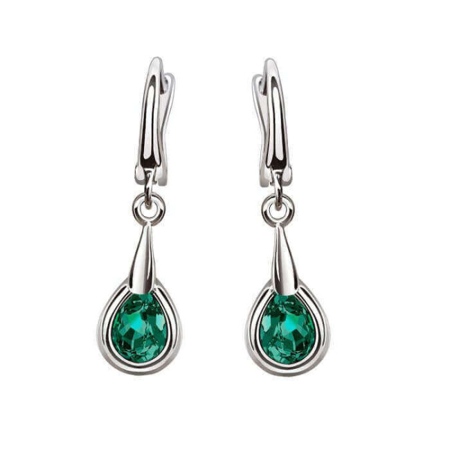 Rodowane kolczyki ze srebra emerald crystal zielone Rodowane kolczyki ze srebra emerald crystal zielone