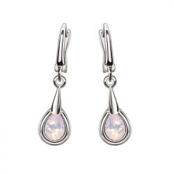 Rodowane srebrne kolczyki z kryształami Swarovski Rose Water Opal