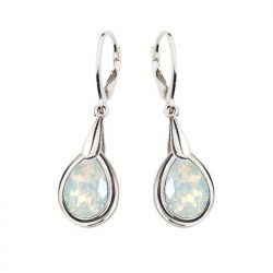White opal crystal kolczyki srebrne