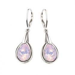 Kolczyki srebrne swarovski rodowane rose water opal