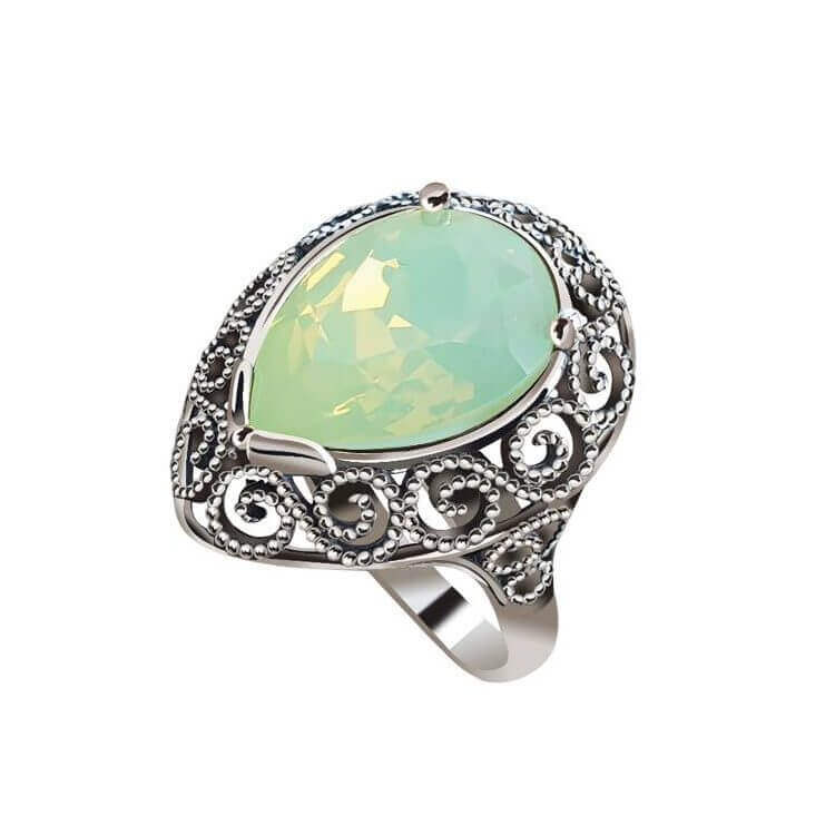 Srebrny pierścionek z kryształem Swarovski PK 2087 Chrysolite Opal