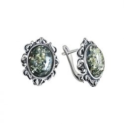 Silver earrings with green amber K3 1661